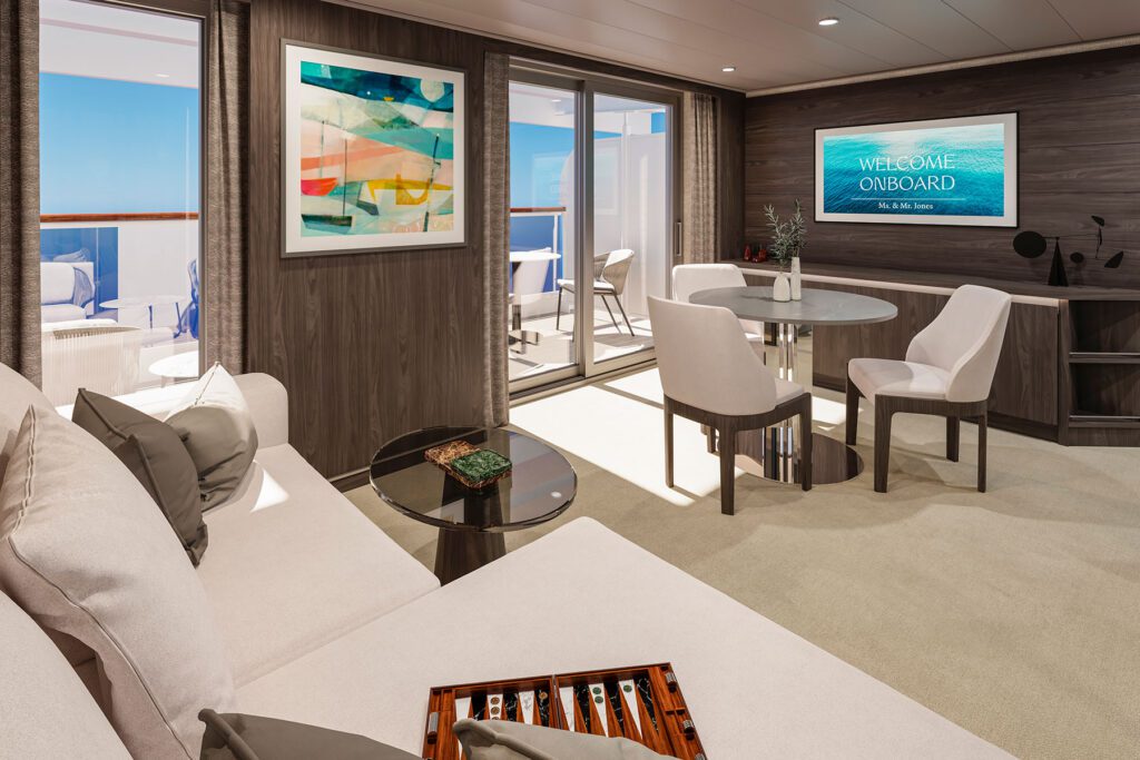 A premium room on an Explora Journeys ship